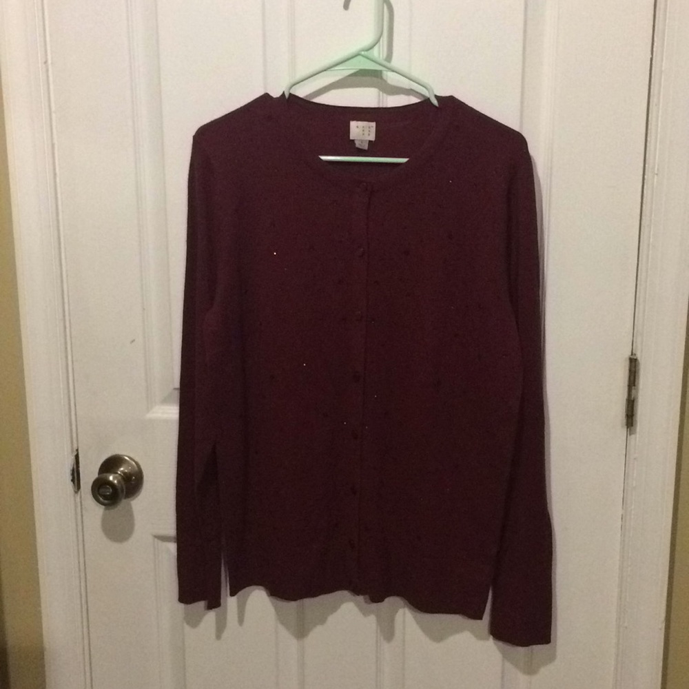 Burgundy cardigan w/ jewel accents